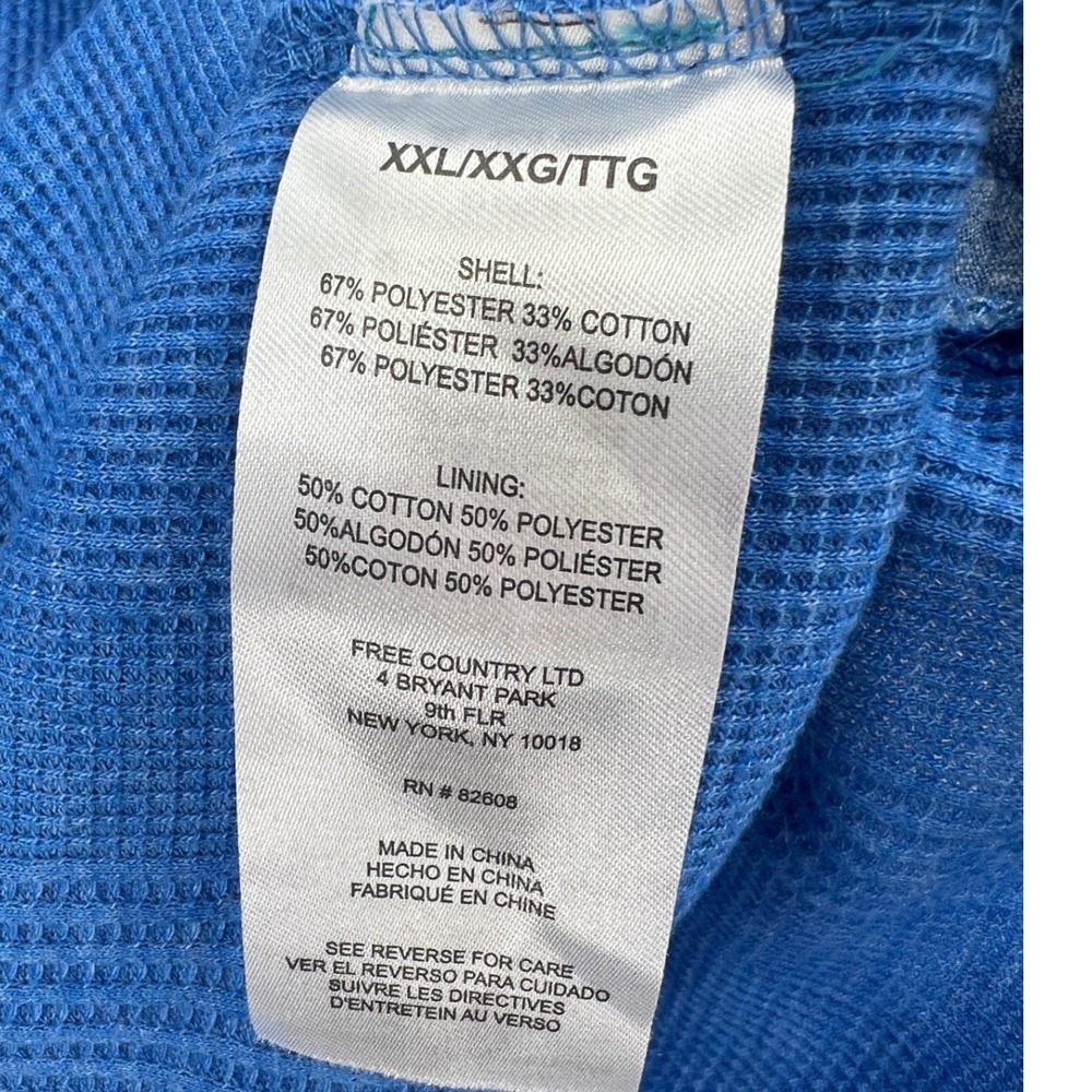 Free2B Waffle Knit Cowl Neck Drawstring Pullover Size XXL Blue Athleisure Cozy - Picture 6 of 7